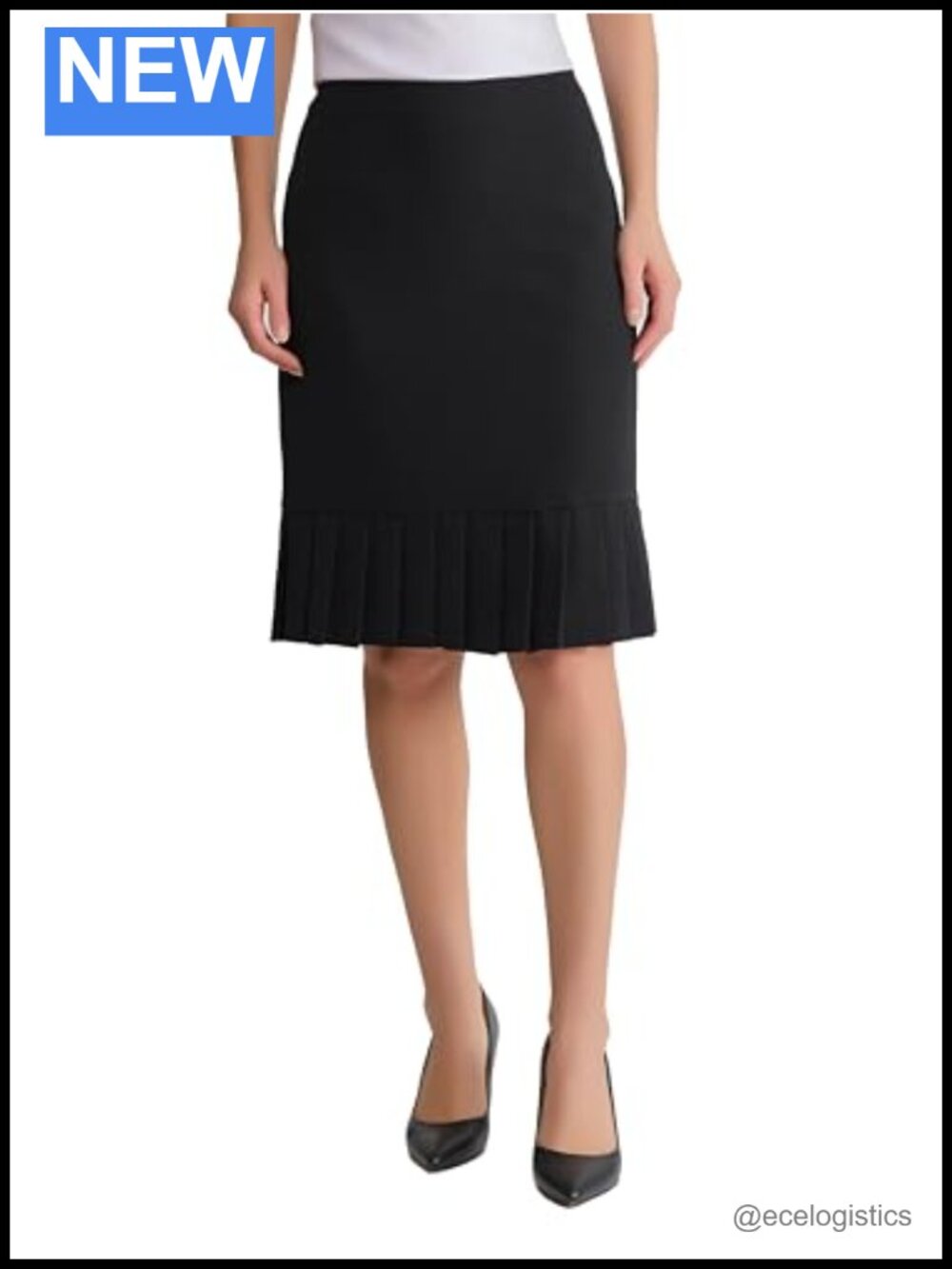 Kasper Pleated Hem Midi Skirt Black